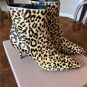 Gianvito Rossi Leopard Print Calf Hair Ankle Boots Size 39 EU 8.5-9 US